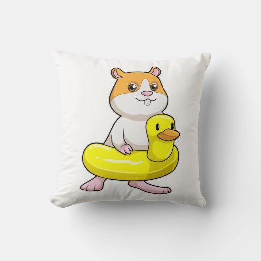 Hamster atビーチとDuck as Swim ring クッション (正面)