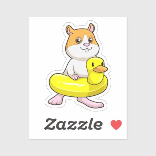 Hamster atビーチとDuck as Swim ring シール (シート)