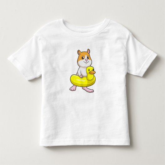 Hamster atビーチとDuck as Swim ring トドラーTシャツ (正面)