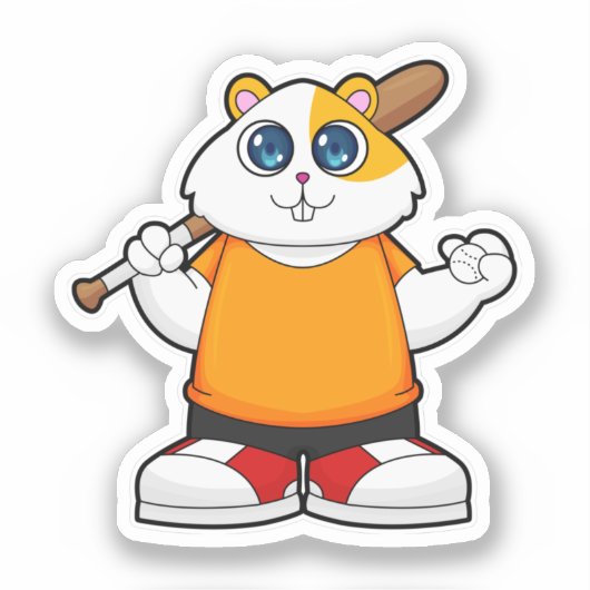 Hamster at Baseball with Baseball bat シール (正面)