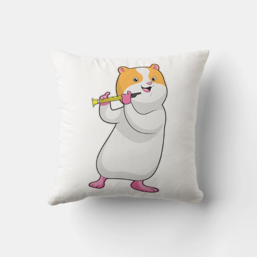 Hamster at Music with Flute クッション (裏面)