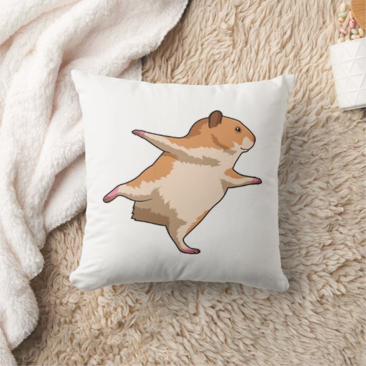 Hamster at Yoga Stretching Legs クッション (ブランケット)