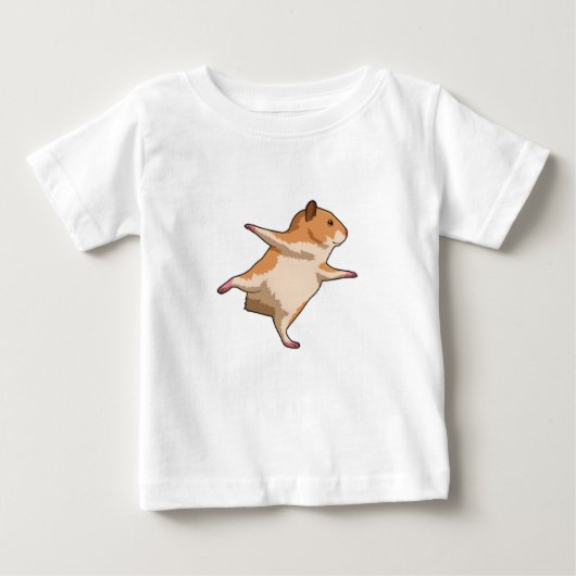 Hamster at Yoga Stretching Legs ベビーTシャツ (正面)