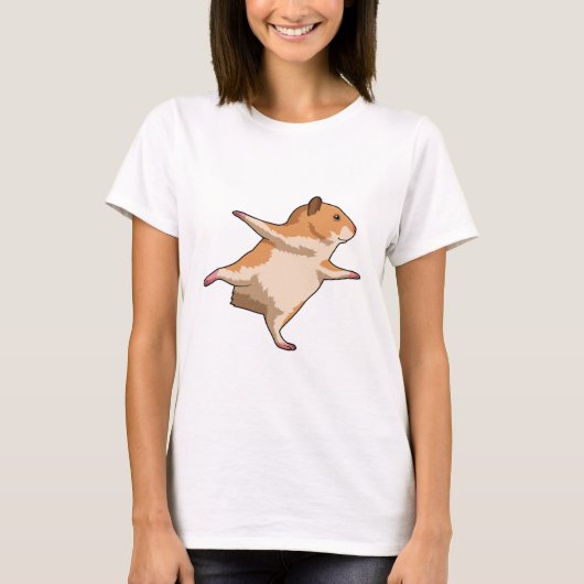 Hamster at Yoga Stretching Legs Tシャツ (正面)