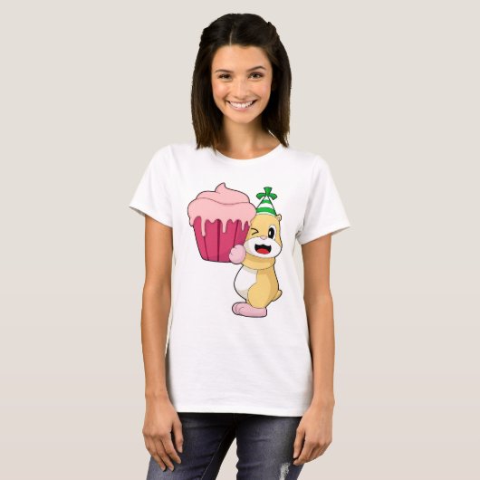 Hamster Birthday Cupcake Tシャツ (正面フル)