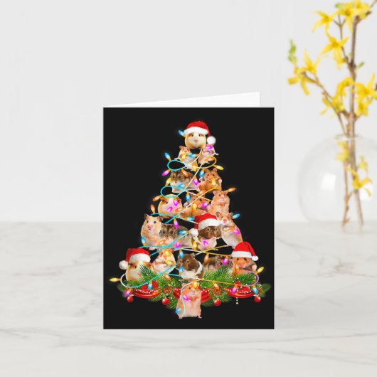 Hamster Christmas Tree Led Funny Hamster Snow Chir カード (黄色い花)