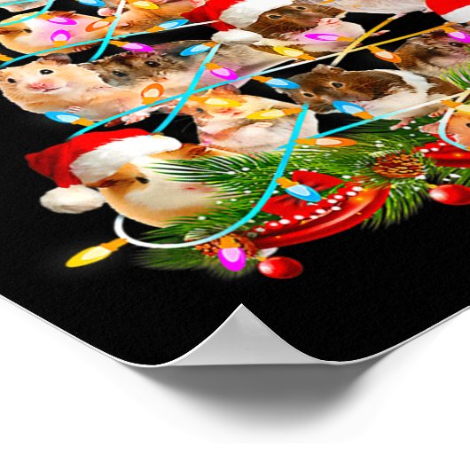 Hamster Christmas Tree Led Funny Hamster Snow Chir ポスター (角)