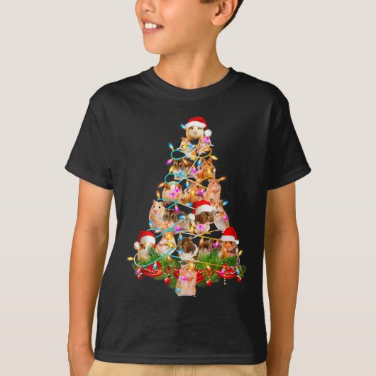 Hamster Christmas Tree Led Funny Hamster Snow Chir Tシャツ (正面)