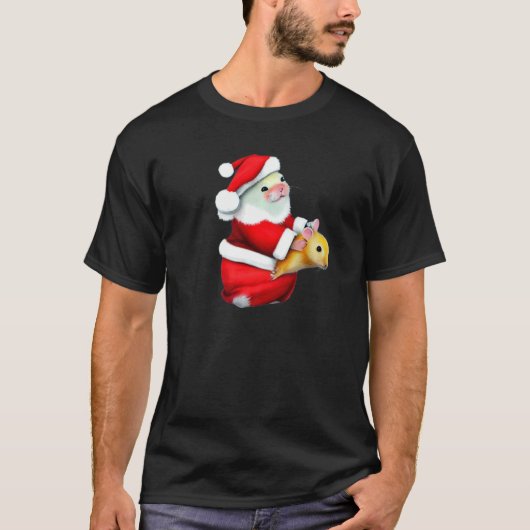 Hamster Dad and Hamster Baby in Christmas Costume Tシャツ (正面)
