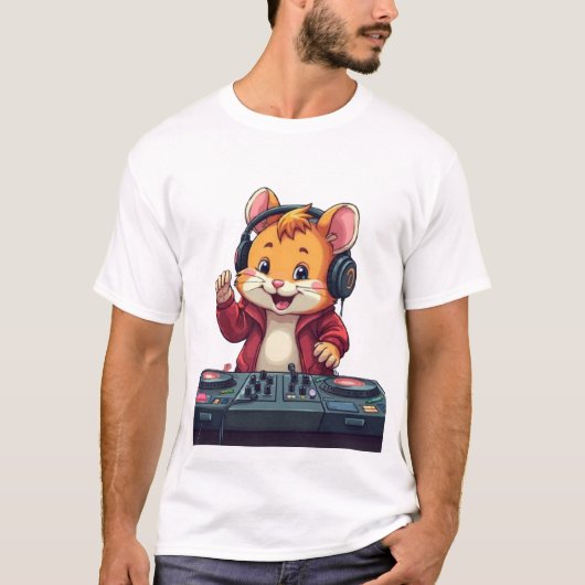 Hamster DJ Vibes – Fun Music Animal Shirt Tシャツ (正面)