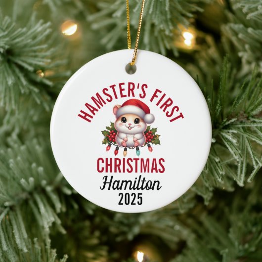 Hamster First Christmas 2025 セラミックオーナメント (ツリー)