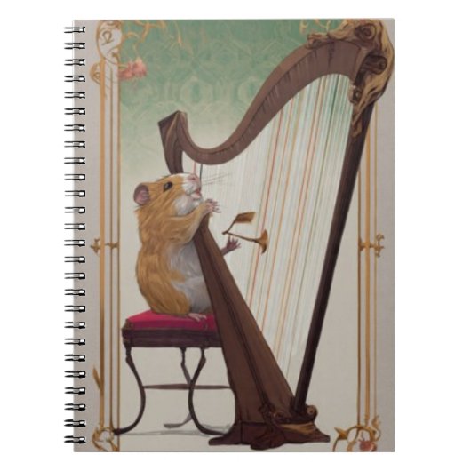 Hamster Harpist Notebook – Elegant Music ノートブック (正面)