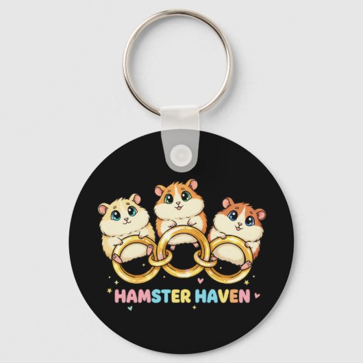 Hamster Haven Cute Ring Design キーホルダー (正面)