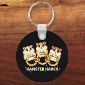 Hamster Haven Cute Ring Design キーホルダー (裏面)