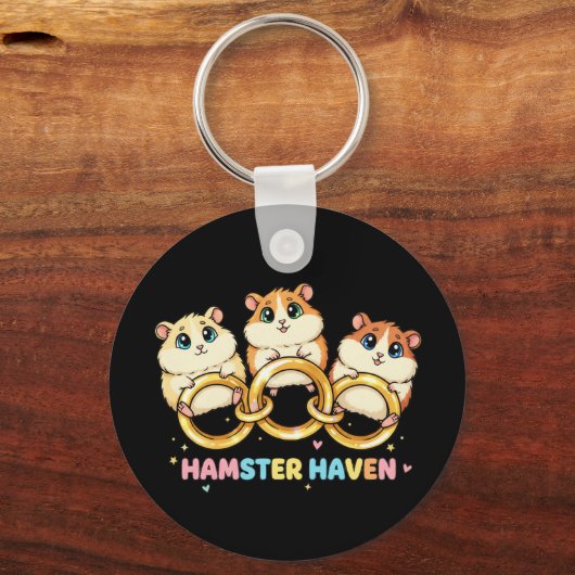Hamster Haven Cute Ring Design キーホルダー (正面)