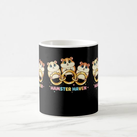 Hamster Haven Cute Ring Design コーヒーマグカップ (中央)