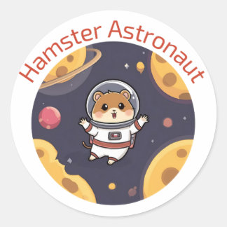 Hamster in Space – Cute & Quirky Astronaut Art ラウンドシール