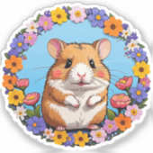 hamster in the flowers シール (正面)