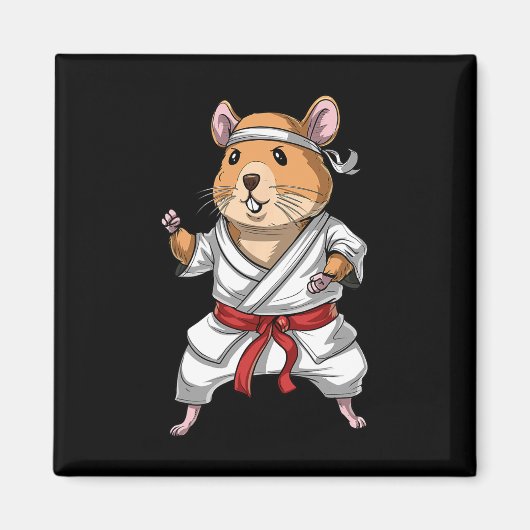Hamster Karate Ninja Jiu-jitsu Judo Taekwondo Mart マグネット (正面)