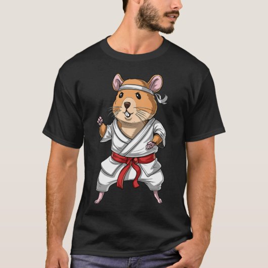 Hamster Karate Ninja Jiu-jitsu Judo Taekwondo Mart Tシャツ (正面)