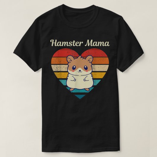 Hamster Mama Cute Hamster Design Retro Heart Shape Tシャツ (デザイン正面)