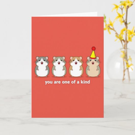 Hamster One Of A Kind Birthday Card カード (黄色い花)