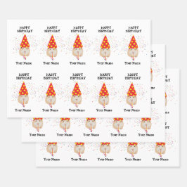 Hamster Partying – 誕生日パーティーの名前で動物 ラッピングペーパーシート