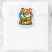 Hamster Reading Sticker ラウンドシール (バッグ)