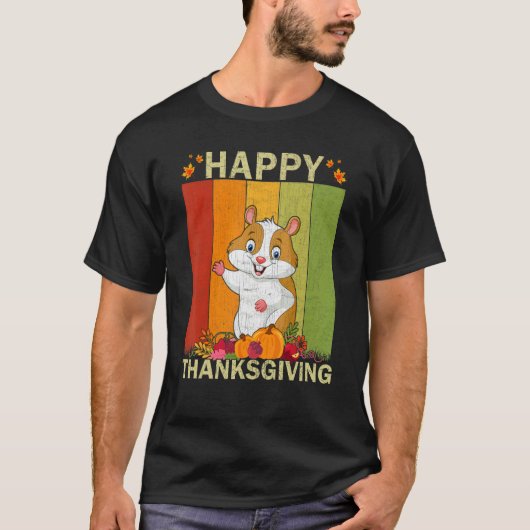 Hamster  Retro Graphic Family Matching Thanksgivin Tシャツ (正面)