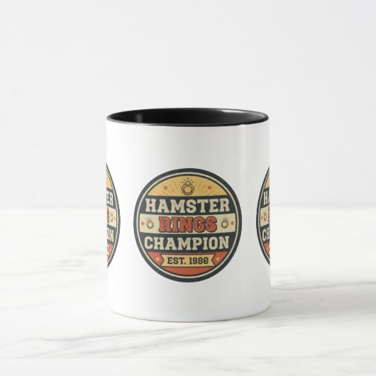 Hamster Rings Champion Retro Badge マグカップ (中央)