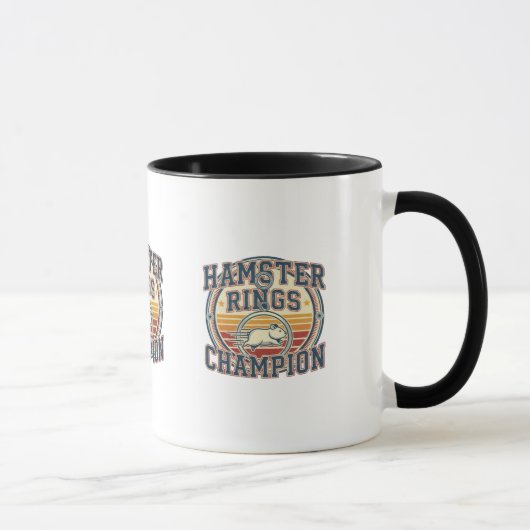 Hamster Rings Champion Retro Design マグカップ (右)