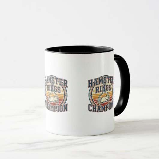 Hamster Rings Champion Retro Design マグカップ (正面右)