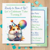 Hamster Themed Boy's Birthday Party 招待状