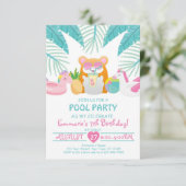 Hamster Tropical Pool Party Invitation 招待状 (スタンド正面)