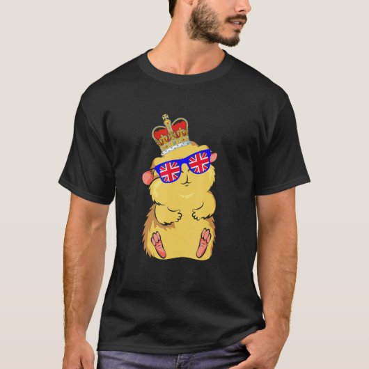 Hamster Wearing Sunglasses And Crown England UK Fl Tシャツ (正面)