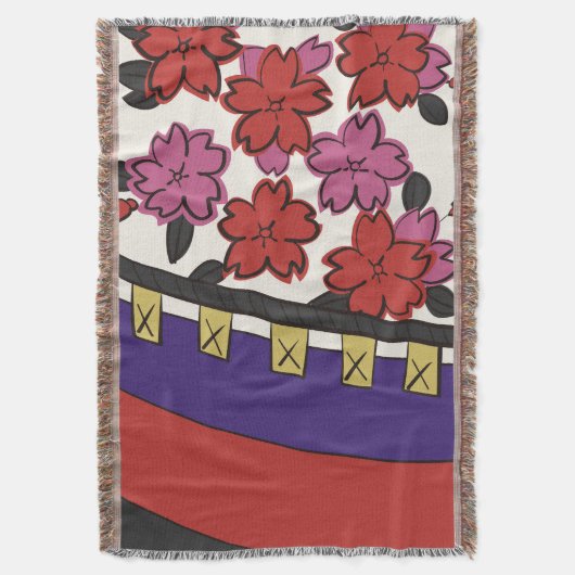 Hanafuda "Sakura-ni-maku" スローブランケット (正面縦)
