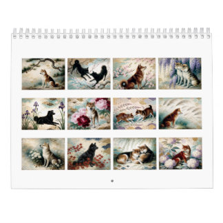 Hanafuda Shiba Inu | Painterly Japanese Patterns カレンダー