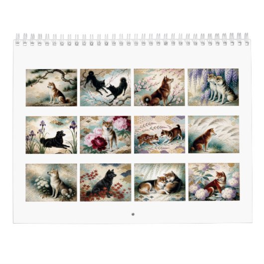 Hanafuda Shiba Inu | Painterly Japanese Patterns カレンダー (裏面)