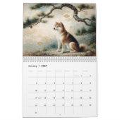 Hanafuda Shiba Inu | Painterly Japanese Patterns カレンダー (1月 2027)