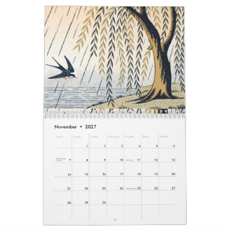Hanafuda Twelve Months of Japan Woodblock Art カレンダー