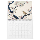 Hanafuda Twelve Months of Japan Woodblock Art カレンダー (2月 2027)