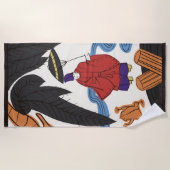 Hanafuda "Yanagi-ni-Ono-Michikaze" ビーチタオル (正面)