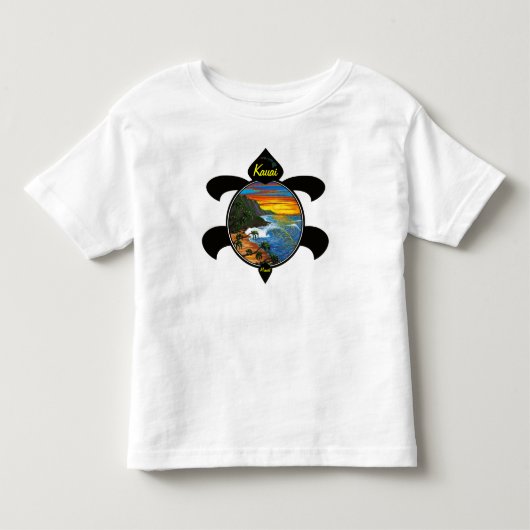 "Hanakapiai" - Na Paliの日没またはカメのデザイン トドラーTシャツ (正面)