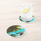 Hanalei湾のカウアイ島ハワイの抽象芸術 コースター (側面)