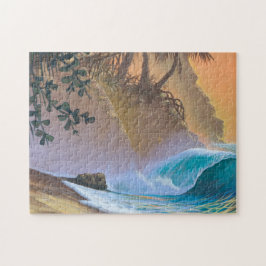 Hanalei湾のビーチの波 ジグソーパズル