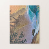 Hanalei湾のビーチの波 ジグソーパズル (縦)