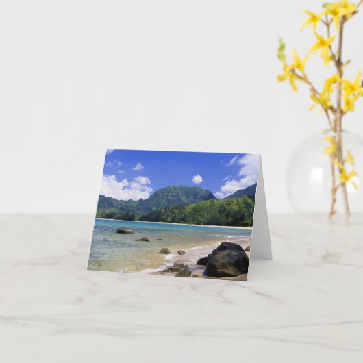 Hanalei湾、カウアイ島 カード (黄色い花)