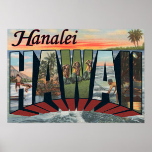 Hanalei、ハワイ-大きい手紙場面 ポスター