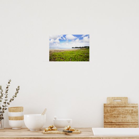 Hanalei Bay, Kauai Hawaii Beach Flowers ポスター (キッチン)