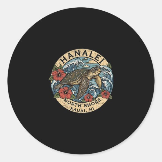 Hanalei Sea Turtle Kauai Hawaii Vacation Hawaiian  ラウンドシール (正面)